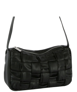 Fashion Faux Woven Crossbody Bag GLE-0101 BLACK